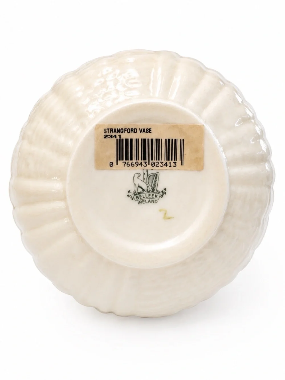 Vintage Belleek Ireland Strangford Shamrock Vase Basketweave Ivory Porcelain